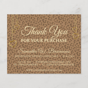 Papier Merci Brown de coeur texturé léopard d'or