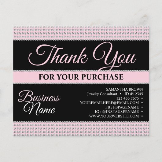 Papier Merci circulaire diamant rose (Devant)