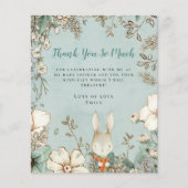 Papier Merci de Baby shower bleu Bunny Budget (Devant)