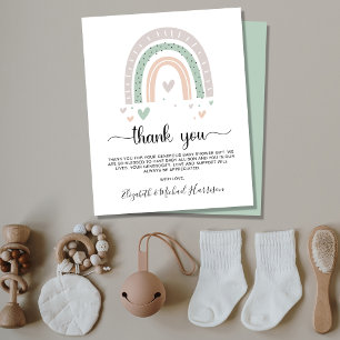 Papier Merci de Baby shower d'arête arc-en-ciel Budget Bo