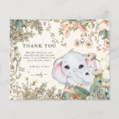 Papier Merci de Baby shower de crème éléphante budgétaire (Devant)