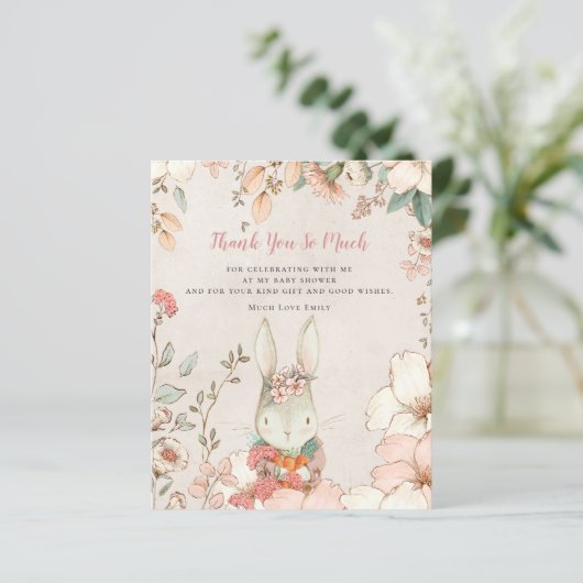 Papier Merci de Baby shower de filles lapin budget (Debout devant)