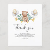 Papier Merci de Baby shower de l'ours mou (Devant)