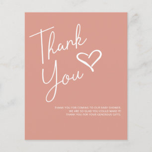 Papier Merci de Baby shower simple et moderne pour filles