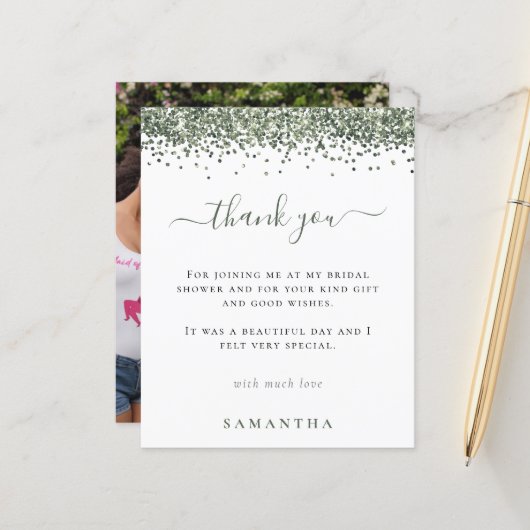 Papier Merci de Fête des mariées de photo de Parties scin (Devant/Arrière en situation)