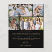 Papier Merci de Mariage Black & Gold Budget moderne (Dos)