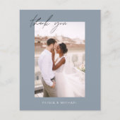 Papier Merci de Mariage de code QR bleu Dusty (Devant)