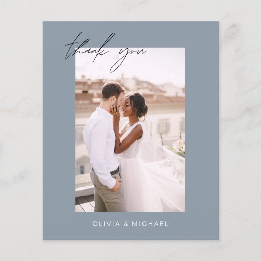 Papier Merci de Mariage de code QR bleu Dusty (Devant)