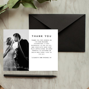 Papier MERCI de mariage personnalisé photo minimaliste BU