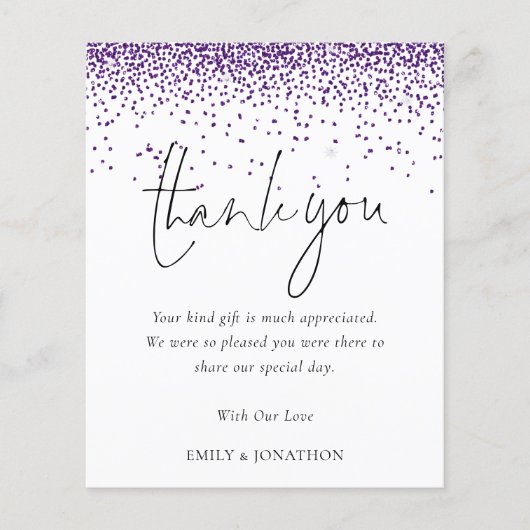 Papier Merci de Mariage photo de Parties scintillant viol (Devant)