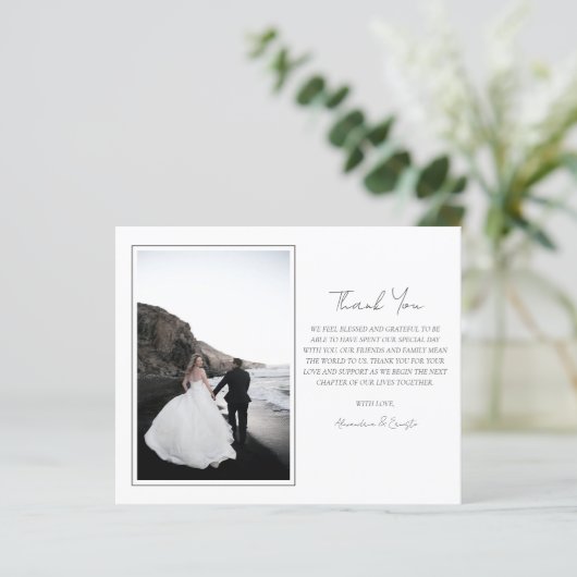 Papier Merci de Mariage photo de script budgétaire (Debout devant)