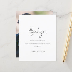 Papier Merci de Mariage photo de script simple Budget