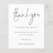 Papier Merci de Mariage photo de script simple Budget (Devant)