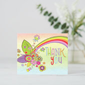 Papier Merci de message arc-en-ciel du Baby shower budgét (Debout devant)