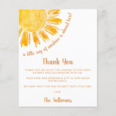 Papier Merci du Baby shower solaire budgétaire (Devant)