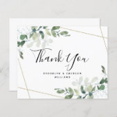 Papier MERCI du Mariage de feuillage vert Eucalyptus BUDG (Devant / Derrière)