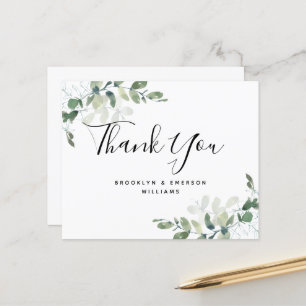 Papier MERCI du Mariage de feuillage vert Eucalyptus BUDG