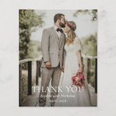 Papier Merci du Mariage du budget photo noir et blanc (Devant)