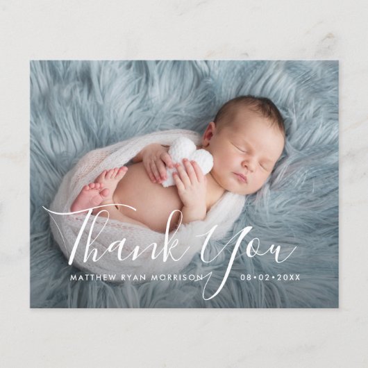 Papier MERCI | faire-part de naissance de script en lettr (Devant)