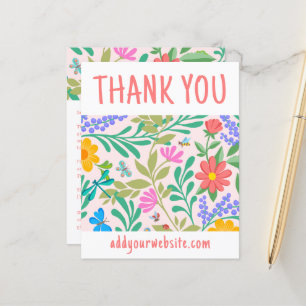 Papier Merci floral rose pâle pour votre achat