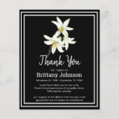 Papier Merci funéraire blanc élégant et budget (Devant)