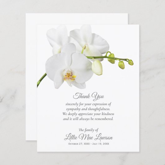 Papier Merci funéraire Budget Orchid (Devant / Derrière)