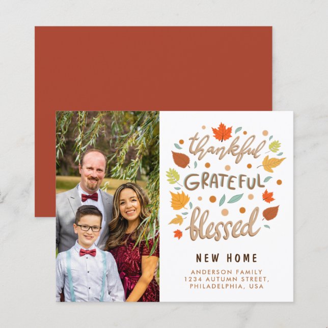 Papier Merci Gratuit Bienheureux Nouveau Faire-part (Devant / Derrière)