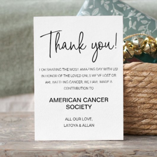 Papier Merci Invités Dons À Charity Mariage