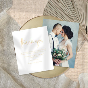 Papier Merci Mariage de script Gold Photo Budget