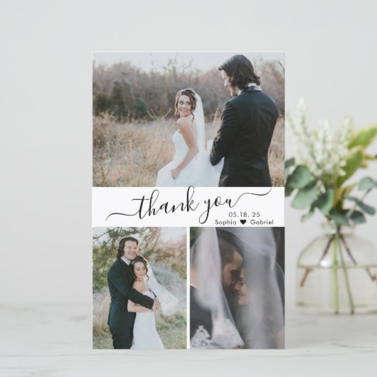 Papier Merci Mariage de script photo Budget 3 (Debout devant)