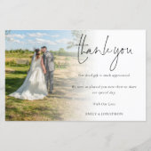 Papier Merci Mariage de script photo simple Budget (Devant)