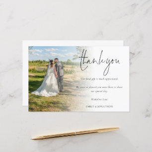Papier Merci Mariage de script photo simple Budget