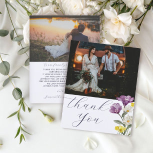 Papier Merci Mariage Fleur sauvage budgétaire