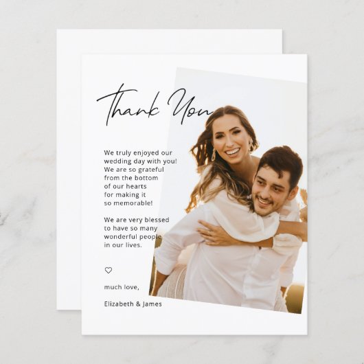 Papier Merci Mariage simple écrit à la main (Devant / Derrière)