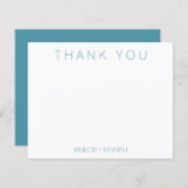 Papier Merci personnalisé de Mariage Turquoise minimal bu (Devant / Derrière)