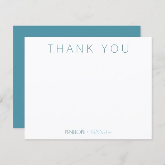 Papier Merci personnalisé de Mariage Turquoise minimal bu (Devant / Derrière)