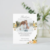 Papier Merci photo à fleurs jaune et vert Mariage (Debout devant)