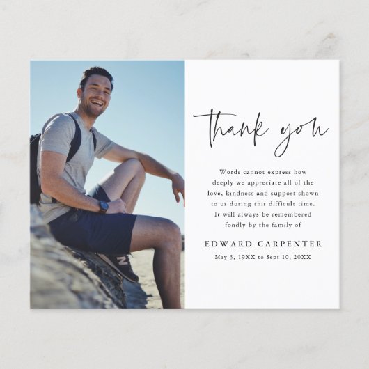 Papier Merci photo commémoratif de funérailles à budget s (Devant)