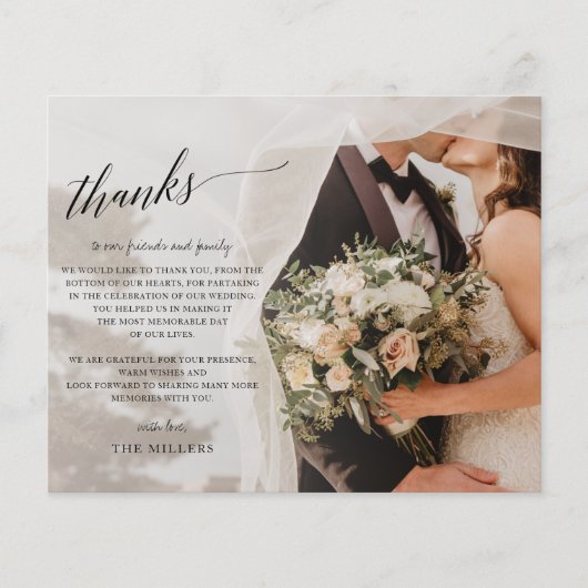 Papier Merci photo manuscrite de script simple Budget (Devant)