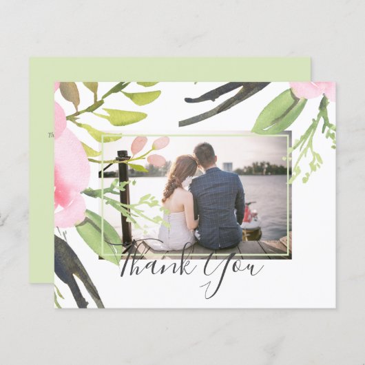 Papier Merci photo rose vif Budget Mariage (Devant / Derrière)