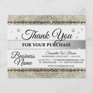 Papier Merci Pour Commandes Parties scintillant Bijoux Or