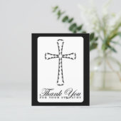 Papier merci pour votre sympathie (croix élégante) (Debout devant)