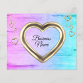 Papier Merci turquoise de coeur texturé à bille rose (Dos)