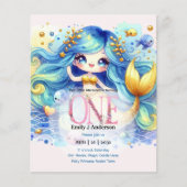 Papier Mermaid 1er Anniversaire Sous La Mer Anniversaire (Devant)