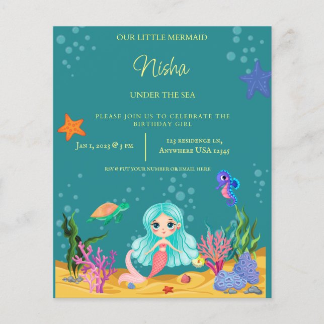 PAPIER MERMAID ANNIVERSAIRE THÈME DE FÊTE POUR LES FILLES (Devant)