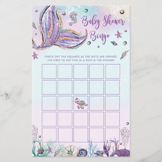 Papier Mermaid Baby shower Bingo Activité de jeu Bébé Fil (Devant)