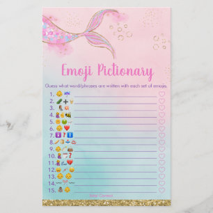 Papier Mermaid Pink Gold Baby Emoji jeu pictionnaire