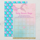 Papier Mermaid Pink Gold Baby shower Jeu de Bingo (Devant / Derrière)