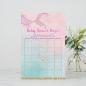 Papier Mermaid Pink Gold Baby shower Jeu de Bingo (Debout devant)