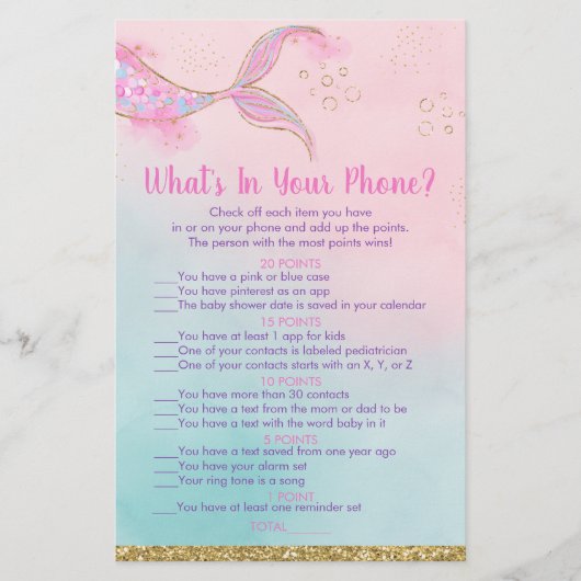 Papier Mermaid Pink Gold What's In Your Phone Shower Game (Devant)